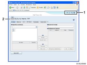Ilustración de la pantalla de la aplicación ilustración con llamadas numeradas