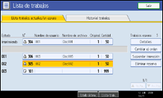 Ilustración de la pantalla del panel de operaciones