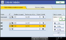 Ilustración de la pantalla del panel de operaciones