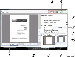 Ilustración de leyenda numerada de la pantalla del panel de operaciones