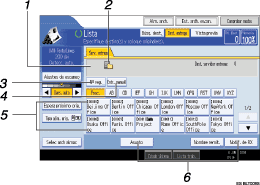 Ilustración de leyenda numerada de la pantalla del panel de operaciones
