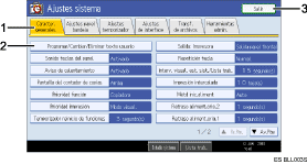 ilustración del panel de operaciones (ilustración con leyenda numerada)