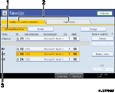 Schermafbeelding van een bedieningspaneel met genummerde oproepafbeeldingen