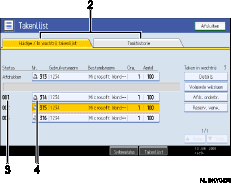 Schermafbeelding van een bedieningspaneel met genummerde oproepafbeeldingen