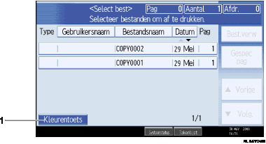 Schermafbeelding van een bedieningspaneel met genummerde oproepafbeeldingen