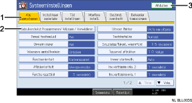 Schermafbeelding van het bedieningspaneel (illustratie met nummers en benoemingen)