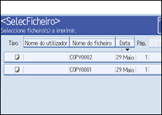 Imagem do ecrã do painel de operação