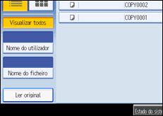 Imagem do ecrã do painel de operação