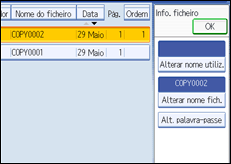 Imagem do ecrã do painel de operação