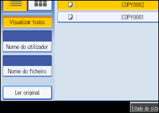 Imagem do ecrã do painel de operação