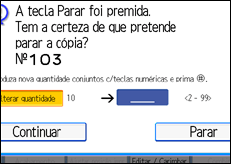 Imagem do ecrã do painel de operação