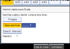 Imagem do ecrã do painel de operação