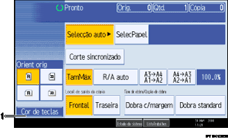 Imagem do ecrã do painel de operações, imagem de destaque numerado