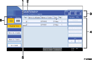Imagem do ecrã do painel de operações, imagem de destaque numerado