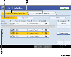 Imagem do ecrã do painel de operações, imagem de destaque numerado