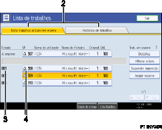 Imagem do ecrã do painel de operações, imagem de destaque numerado