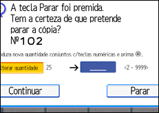 Imagem do ecrã do painel de operação