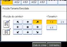 Imagem do ecrã do painel de operação