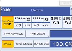 Imagem do ecrã do painel de operação