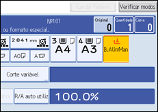 Imagem do ecrã do painel de operação
