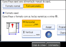 Imagem do ecrã do painel de operação