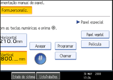Imagem do ecrã do painel de operação