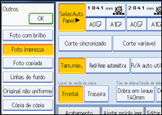 Imagem do ecrã do painel de operação