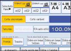 Imagem do ecrã do painel de operação