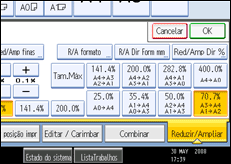 Imagem do ecrã do painel de operação