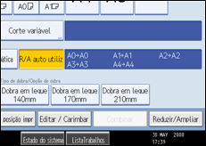 Imagem do ecrã do painel de operação