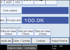 Imagem do ecrã do painel de operação