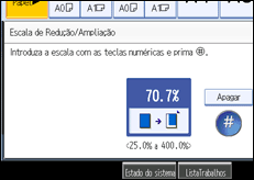Imagem do ecrã do painel de operação