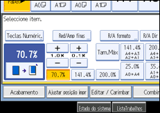 Imagem do ecrã do painel de operação