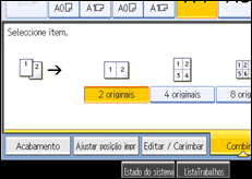 Imagem do ecrã do painel de operação