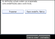 Imagem do ecrã do painel de operação