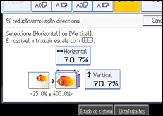 Imagem do ecrã do painel de operação