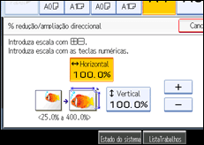 Imagem do ecrã do painel de operação
