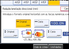 Imagem do ecrã do painel de operação