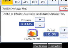 Imagem do ecrã do painel de operação