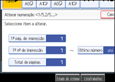 Imagem do ecrã do painel de operação