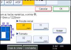 Imagem do ecrã do painel de operação
