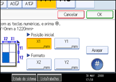 Imagem do ecrã do painel de operação