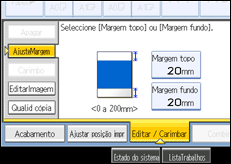 Imagem do ecrã do painel de operação