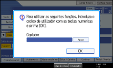 Imagem do ecrã do painel de operação