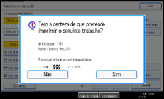 Imagem do ecrã do painel de operações