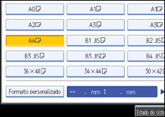Imagem do ecrã do painel de operações
