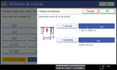 Imagem do ecrã do painel de operações