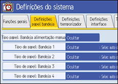Imagem do ecrã do painel de operações