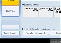Imagem do ecrã do painel de operações