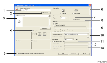 Imagem numerada da imagem do ecrã da aplicação